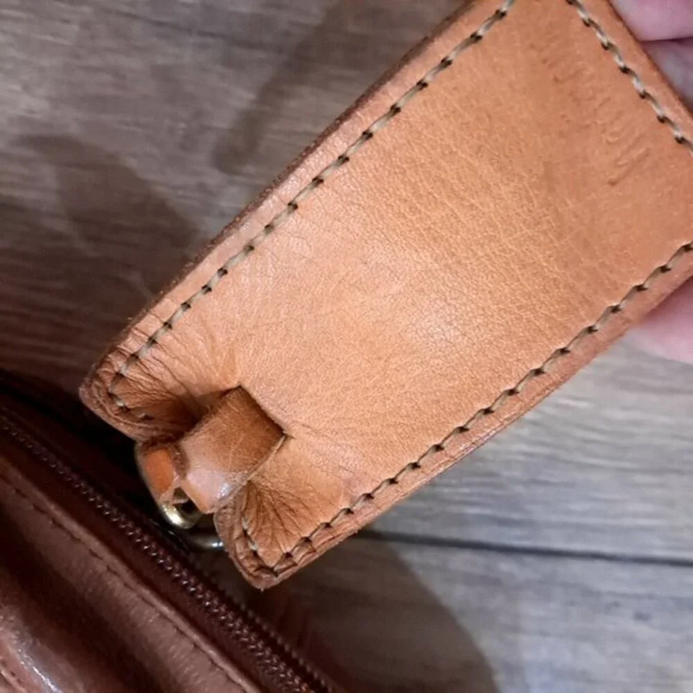 EKA Leather Briefcase Crossbody Laptop Document‎ Case camel brown tan Vintage